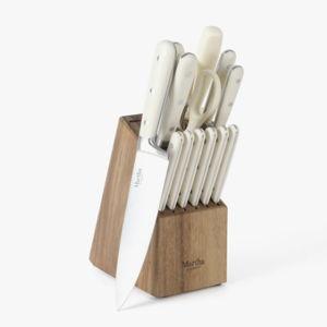 14 Piece Knife Block Set - White, Stainless Steel (18/10)