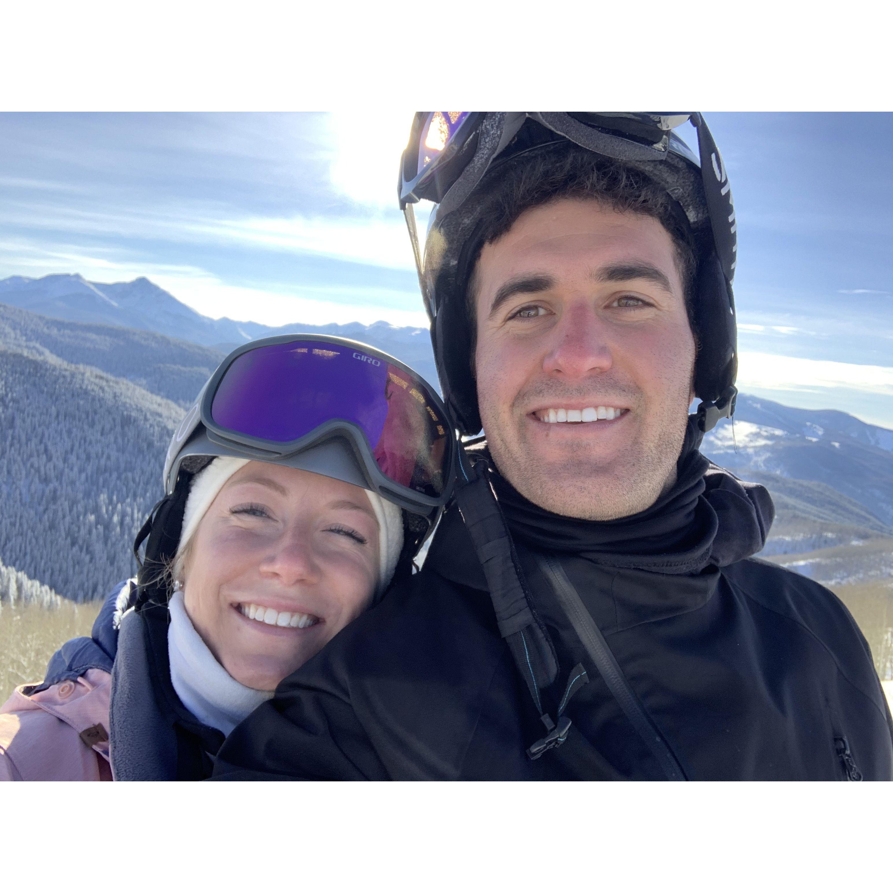 Our first big trip together, snowboarding in Breckenridge, Colorado (where we first said "I love you!")