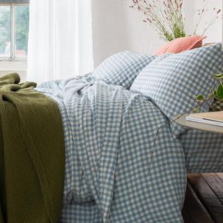 Gingham Linen Flat Sheet