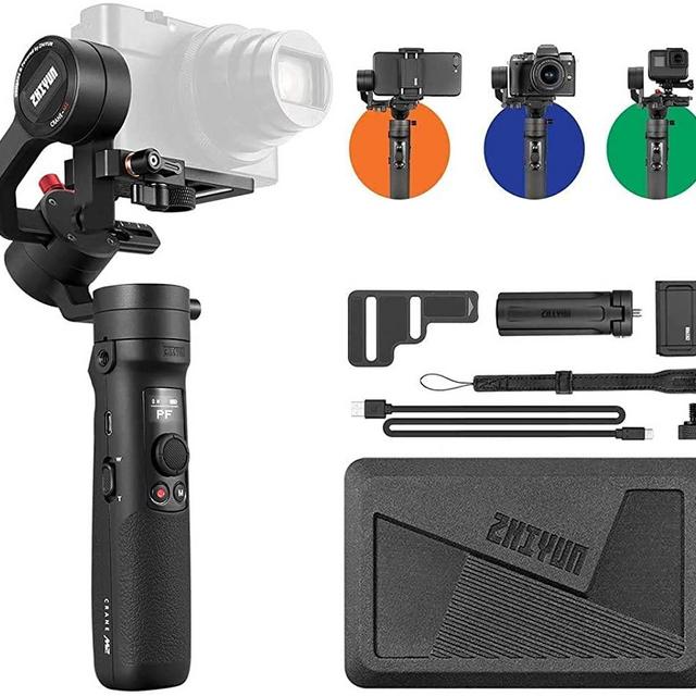 Zhiyun Crane M2 [Official] Handheld 3-Axis Gimbal Stabilizer for Mirrorless Camera, Gopro, Smartphone with Grip Tripod