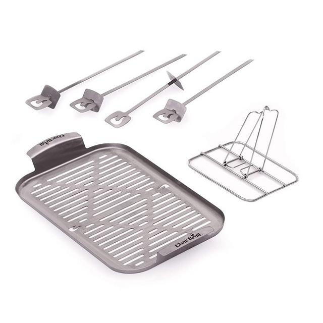 Char-Broil 2256381W06 Grill Plus Topper Combo Kit, Silver