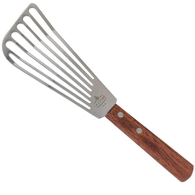 La Cuisine Stainless Steel Slotted Turner Spatula – Flipping Frying Fish, Meat Eggs Pancake. Beveled Edged Design for easy to flip and cut, 6.5" Blade