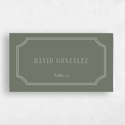 Dark Sage, Green Wedding Place Card - Dermot