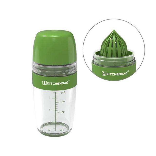 2 in 1 Salad Dressing Shaker Container with Citrus Juicer, Dripless Sprout Pour, Leak-free, Soft Grip, Dishwasher Safe, BPA Free, Homemade Salad Dressing Bottle Mixer Dispenser Measure, 250ml (1 Cup)