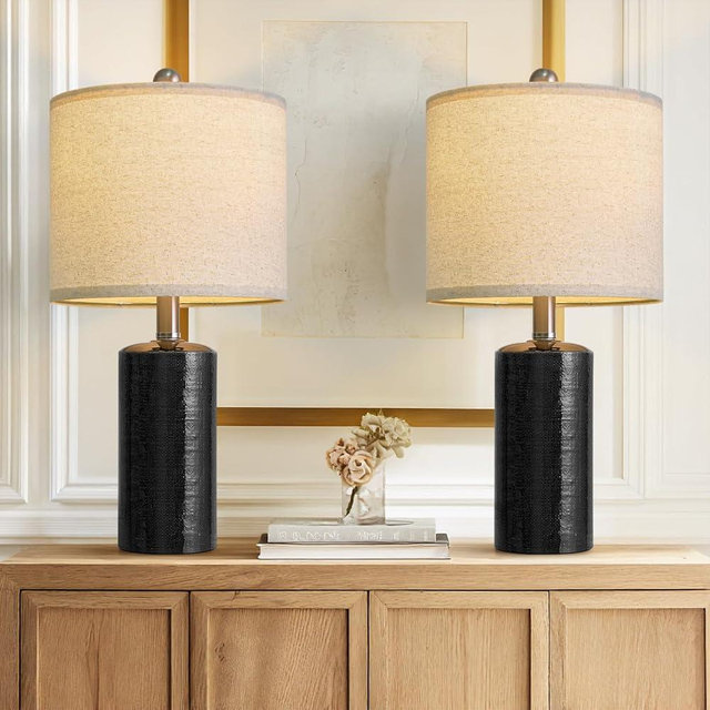G-SAFAVA 20.5" Small Table Lamps for Living Room Lamp Set of 2 Ceramic Lamps for Bedroom Bedside Lamps Modern Boho Lamps for Night Stands Farmhouse Nightstand Lamp Side End Table Lamp, Black