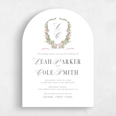 White Arch Wedding Invitation - Cindra Portrait