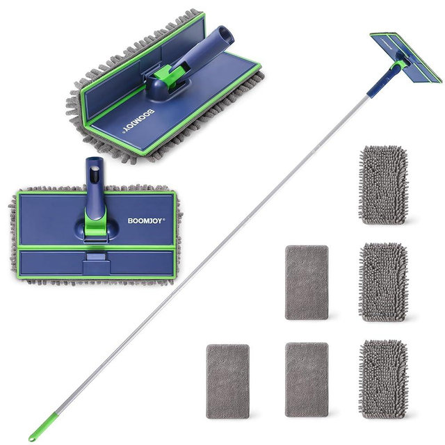 BOOMJOY Wall Cleaner Mop with Foldable Panel, Baseboard Cleaner Tool with 72" Long Handle, Cleaning Mop Duster for Walls, Ceilings, Baseboards, Floors