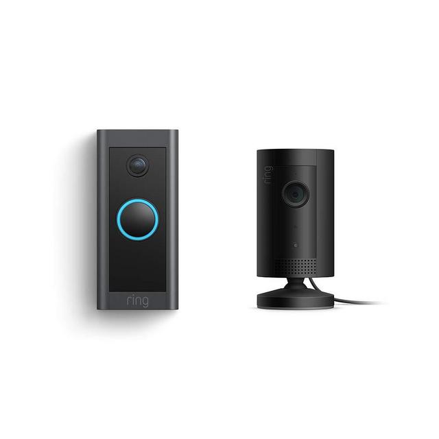 Ring Video Doorbell Wired bundle with Ring Indoor Cam (Black)