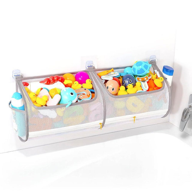 Ligereza 2-in-1 bath toy storage double capacity bath toy holder helps bath toy storage for tub classification, bath toy organizer for tub for kids to easily take favorite toys