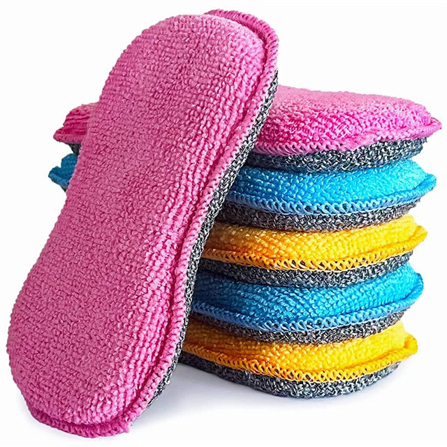 UPSTAR Dish Sponges, Kitchen Non-Scratch Scrub Sponges, Microfiber Cleaning Sponges for Sink, Basin and Multi-Pupose, Pack of 6
