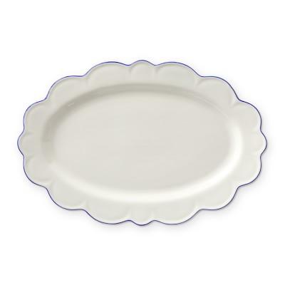 AERIN Scalloped Blue Rim Oval Platter