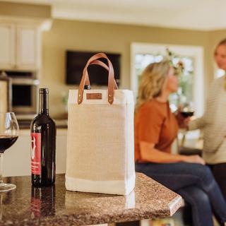 Pinot Jute 2-Bottle Insulated Wine Tote Bag