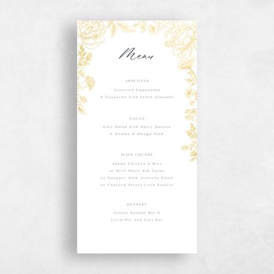 White Greenery Wedding Menu - Vicenza Foil