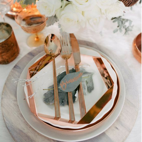 copper, dusty blue and cream