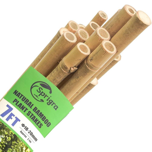 Sprigra Bamboo Stakes 7 Feet, 84 inch Garden Stakes Multi-Purpose, Bamboo Plant Support Stakes for Tomatos, Beans, Cucumbers, Peppers, Potted Trees, Maintain the Plant Posture, Strengthen and Stem