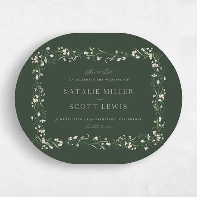 Green Oval Wedding Save the Date - Mirtillo Landscape