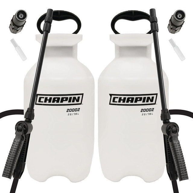 Chapin 20024: Value Pack, 2-Pack, 2-Gallon SureSpray Lawn and Garden Poly Tank Sprayer with Anti-Clog Filter for Fertilizers, Herbicides and Pesticides, Translucent White
