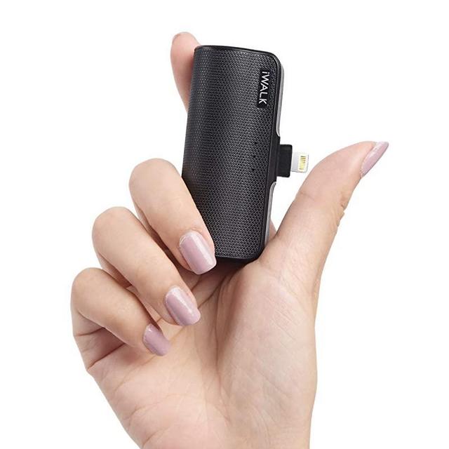 iWALK Mini Portable Charger for iPhone with Built in Cable, 3350mAh Ultra-Compact Power Bank External Battery Pack Charger Compatible with iPhone 12/12 Mini 11 pro/XS Max/XR/8/7/6/Plus Airpods,Black