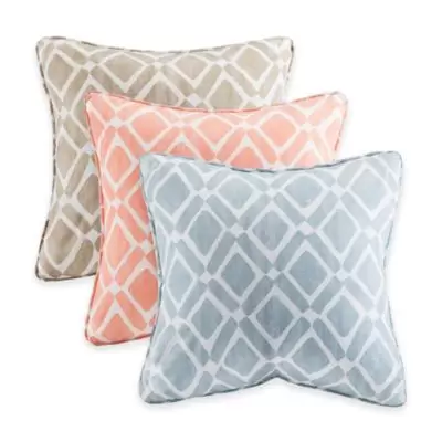 Madison Park Delray Diamond Square Throw Pillow in Orange (Set of 2)