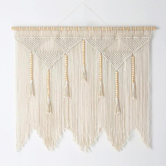 SOONOW Boho Decor, Large Macrame Wall Hanging, Bohemian Wall Decor for Bedroom, 43"x 35" (Wood Stick Included)