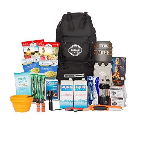 Sustain Supply Co. Premium Emergency Survival Bag/Kit – Be Equipped with 72 Hours of Disaster Preparedness Supplies for 2 People, Comfort2