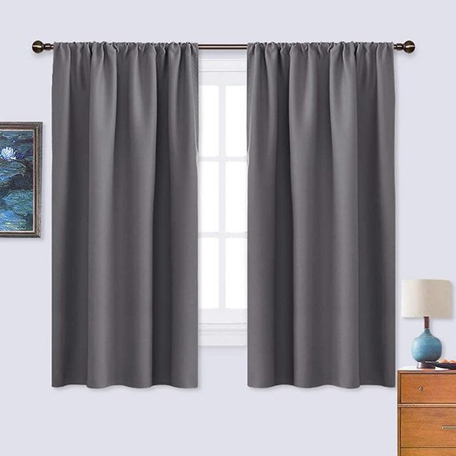 NICETOWN Blackout Curtains Panels for Bedroom - Thermal Insulated Rod Pocket Window Blackout Drapes/Draperies for Living Room (2 Panels, W42 x L63 inches, Grey)