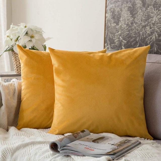 MIULEE Pack of 2, Velvet Soft Solid Decorative Square Throw Pillow Covers Set Cushion Case for Sofa Bedroom Car 18 x 18 Inch 45 x 45 cm