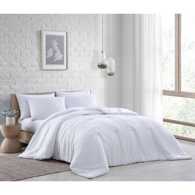 Queen 3pc Annika Cotton Gauze Comforter Set White - Geneva Home Fashion