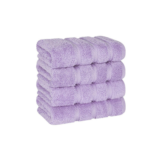 American Soft Linen 4 Pack Hand Towel Set, 100% Cotton, 16 inch by 28 inch, Hand Face Towels for Bathroom, Lilac