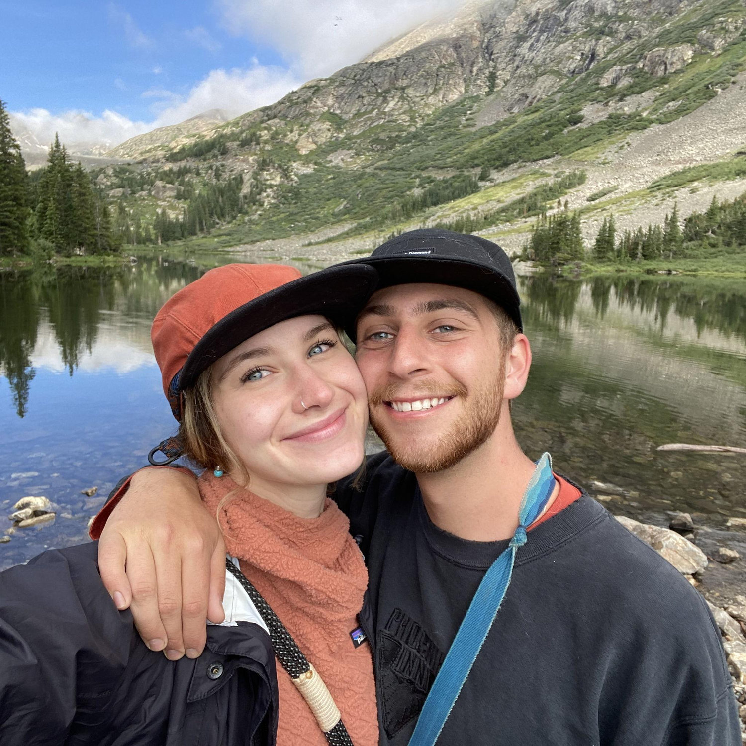 Car camping at an alpine lake.