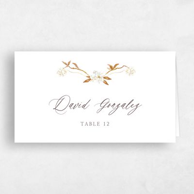 Nutmeg, Orange Wedding Place Card - Verdure