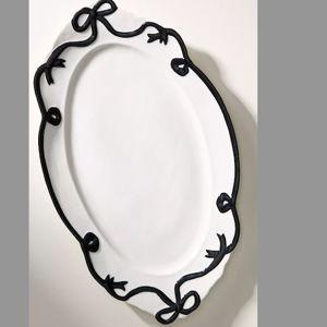 Benedita Bow Ceramic Stoneware Platter Black