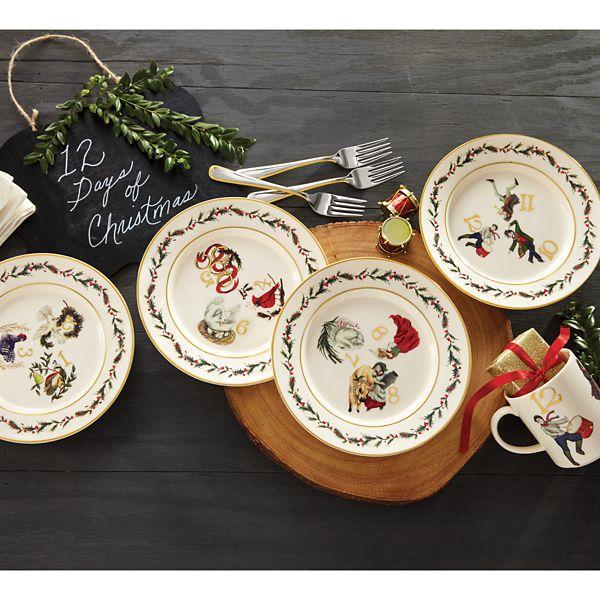 Twelve Days of Christmas 4-piece Dessert Plate Set