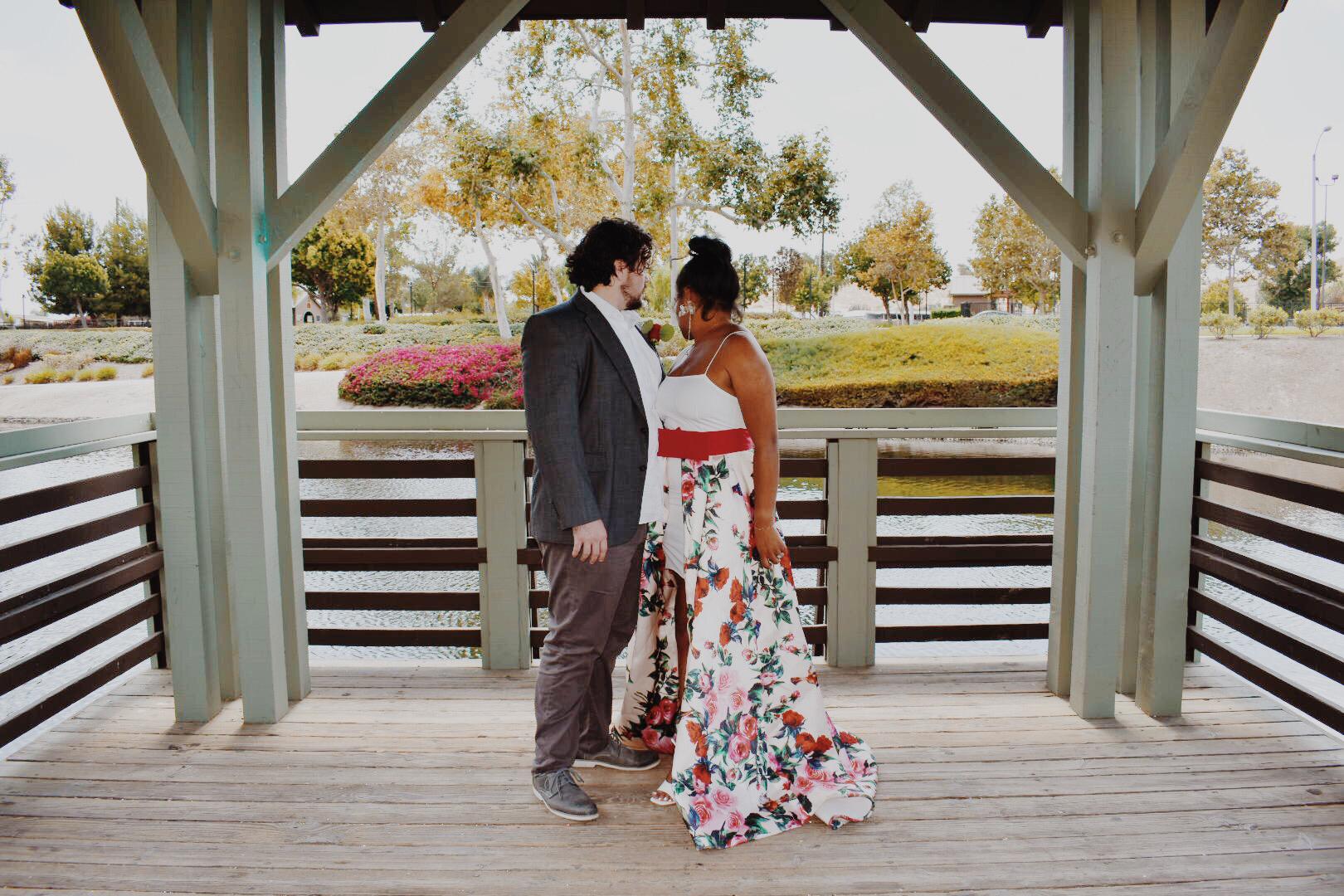Any angry goose wanted the newlyweds off his property.