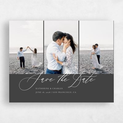 Charcoal, Grey Wedding Save the Date - Violin Photo