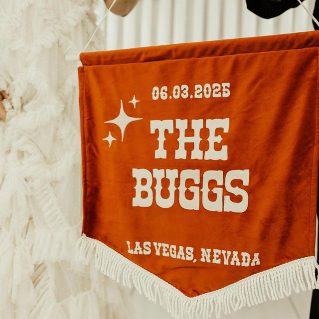 Custom Velvet Wedding Banner Small with Fringe | Personalised Text | Sign | Alternative Decor