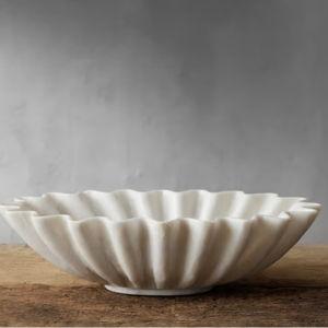White Marble Ruffle Bowl