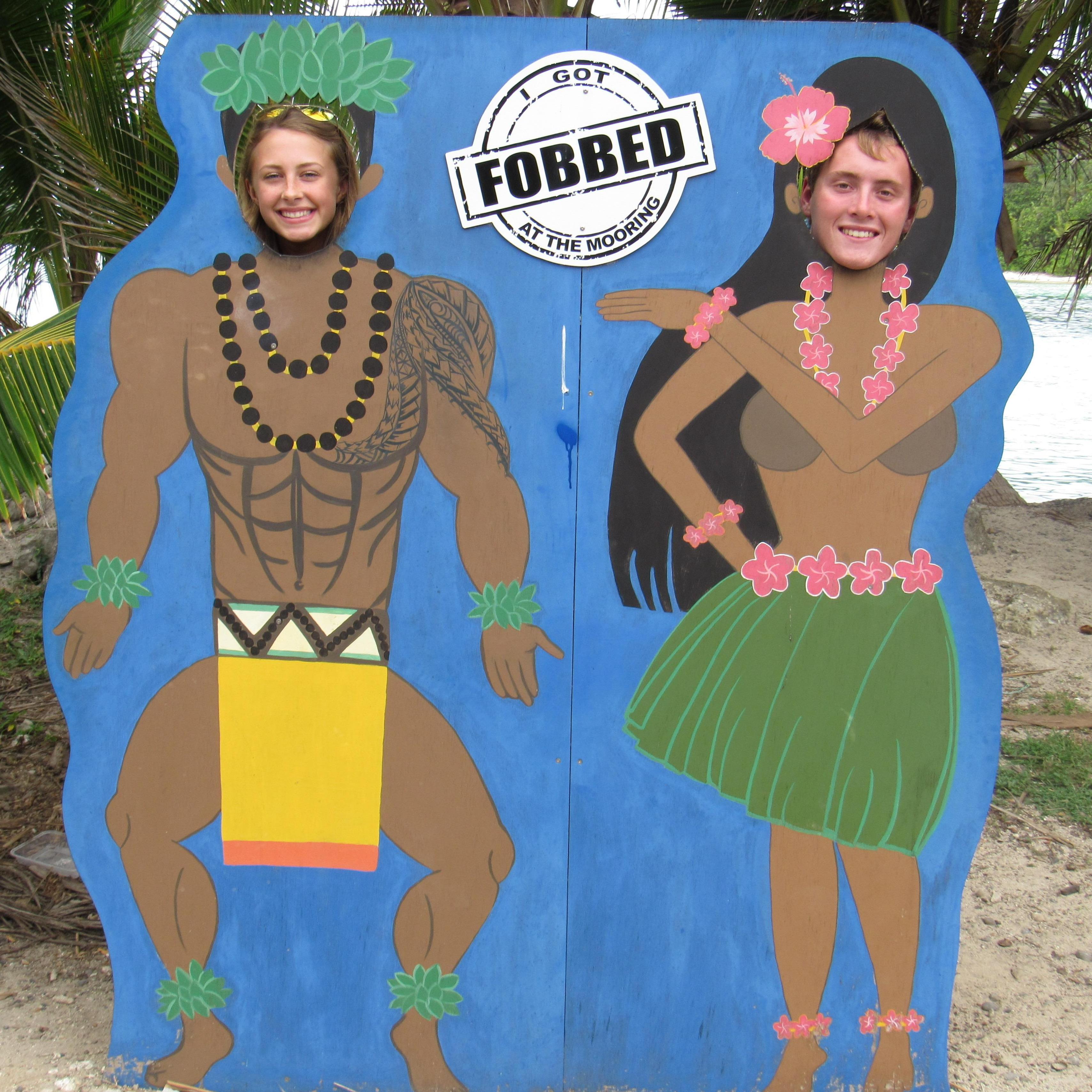 Having fun at our favorite restaurant in Rarotonga!