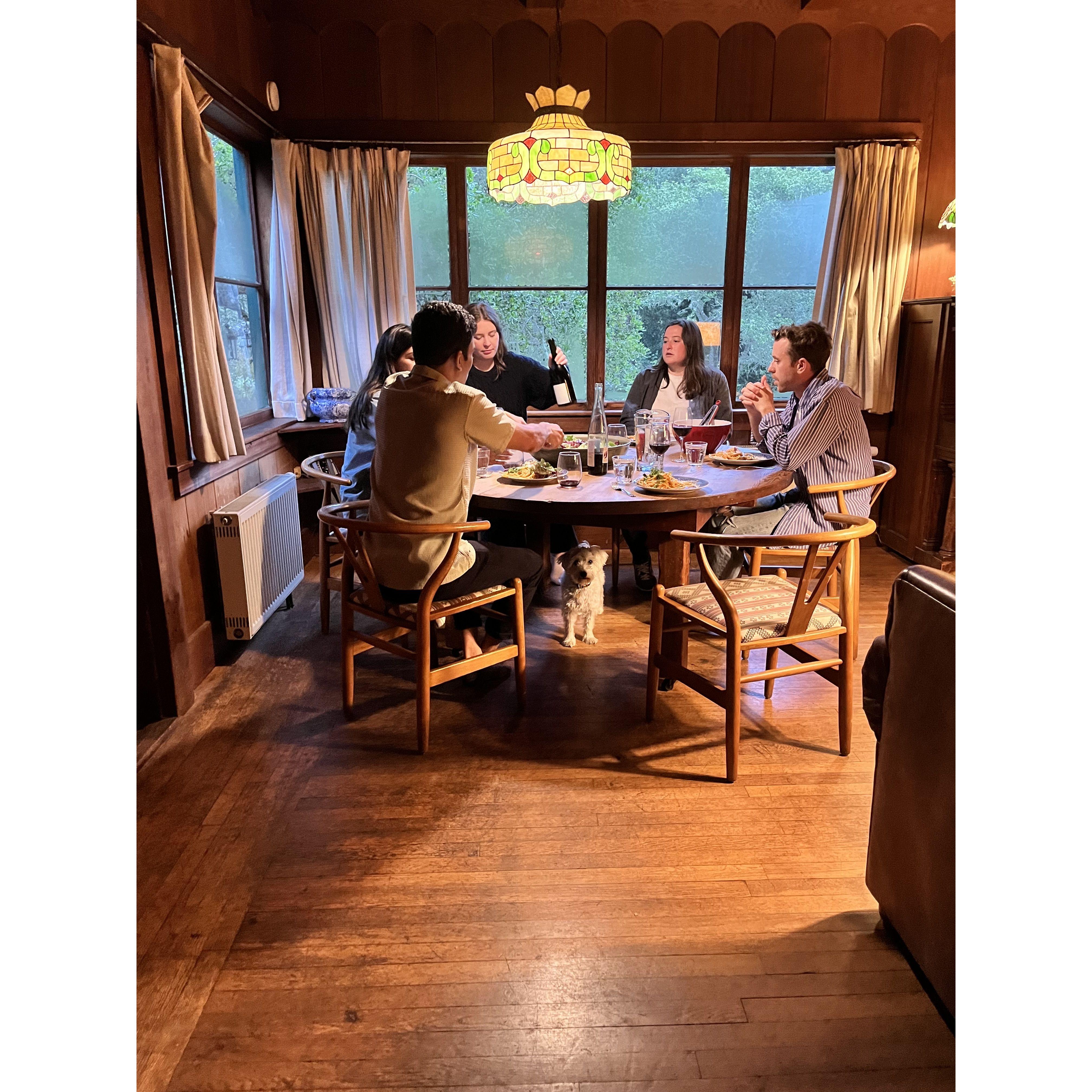 One of many special meals with friends around the table