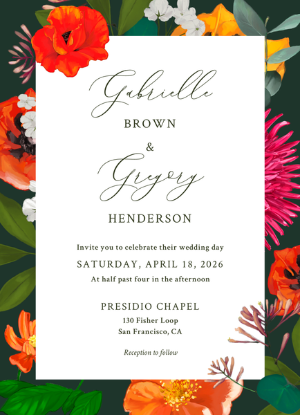 Blossom Portrait | Dark Forest | Zola Wedding Invitations