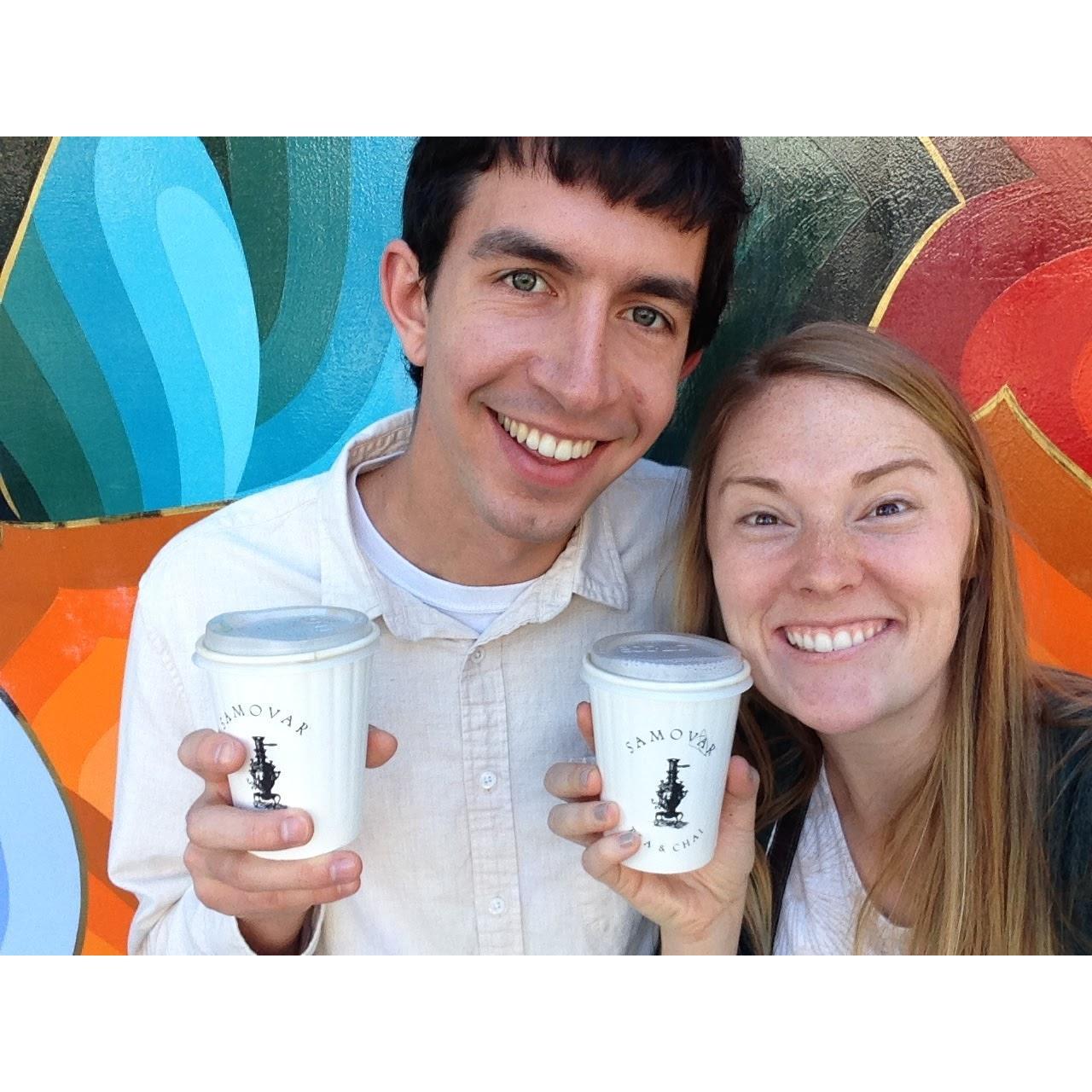 At our favorite chai place, Samovar. It's right next to David's current home where we'll live when we're first married!