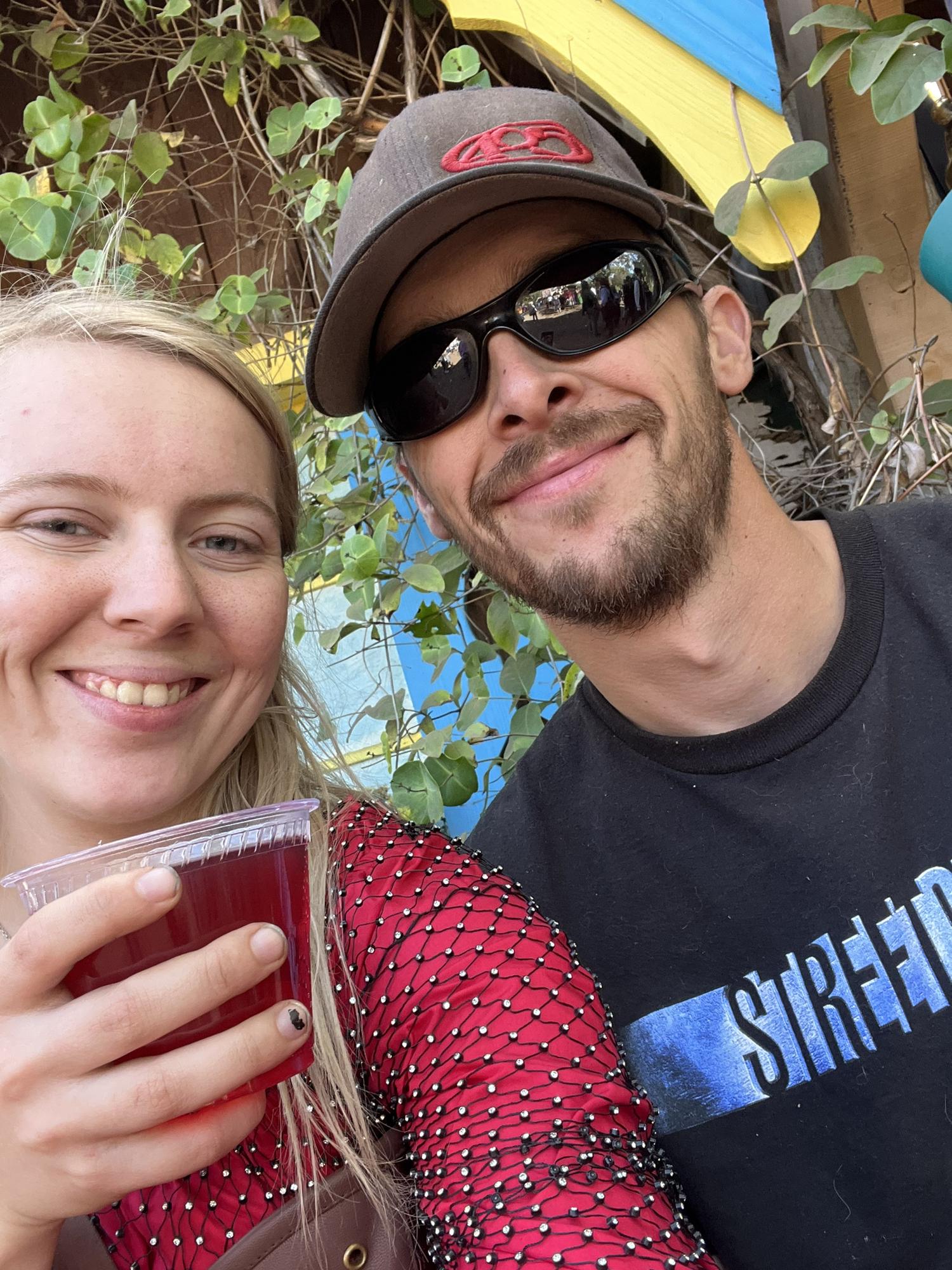 MN Ren fest me enjoying some mead to celebrate our engagement.