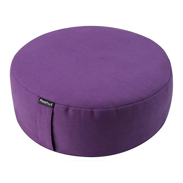 REEHUT Zafu Yoga Meditation Cushion, Round Meditation Pillow Filled with Buckwheat, Zippered Organic Cotton Cover, Machine Washable - 4 Colors and 3 Sizes