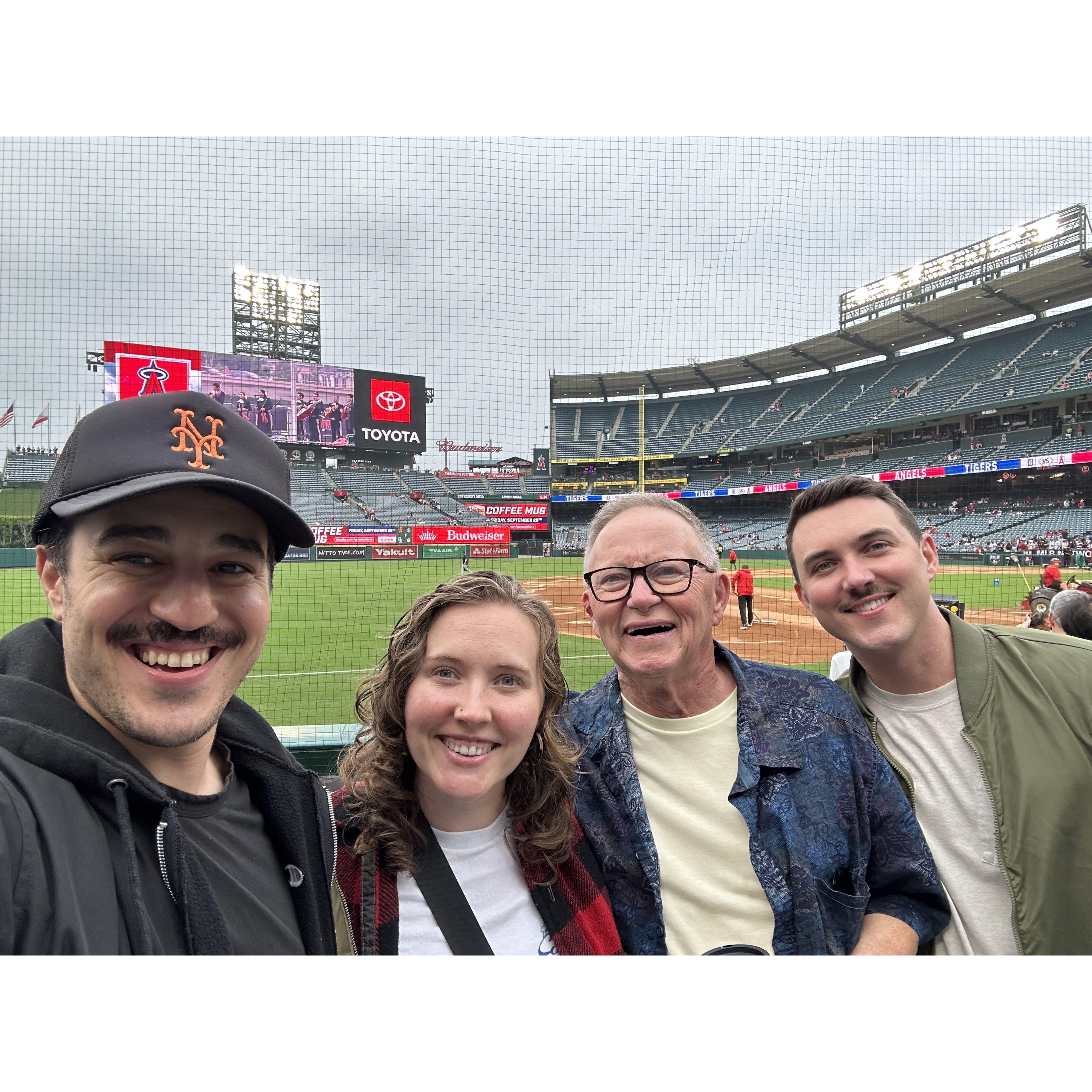 Anaheim Angels game with Kat's brother (David), Dad (Chuck) and Alex! Go sports!