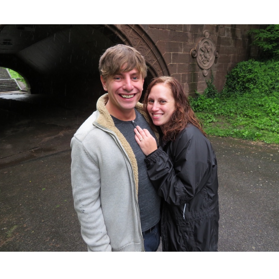 Post-engagement picture at Trefoil Arch in Central Park in NYC