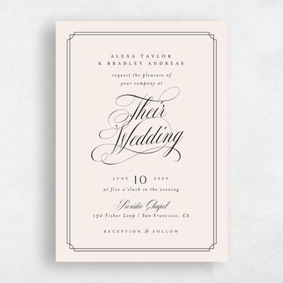 Black Bordered Wedding Invitation - Loren Classic