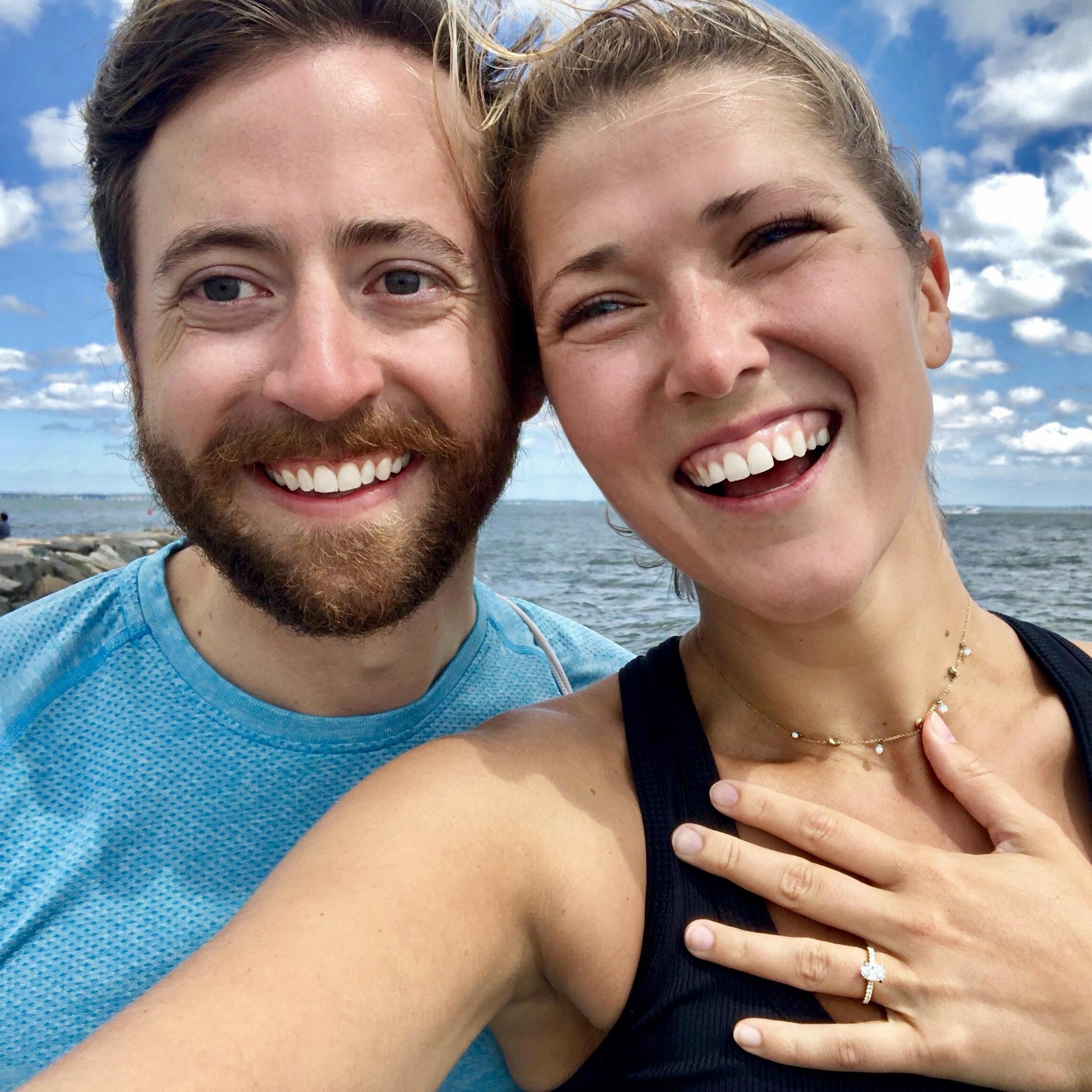 The moment we got engaged! Over the moon, and quite thankful neither of us dropped the ring in the water...