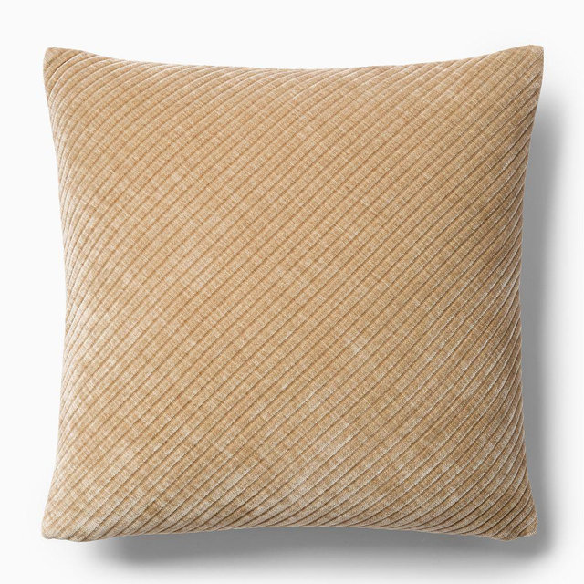 Corded Bias Velvet Pillow Cover, 20x20, Camel