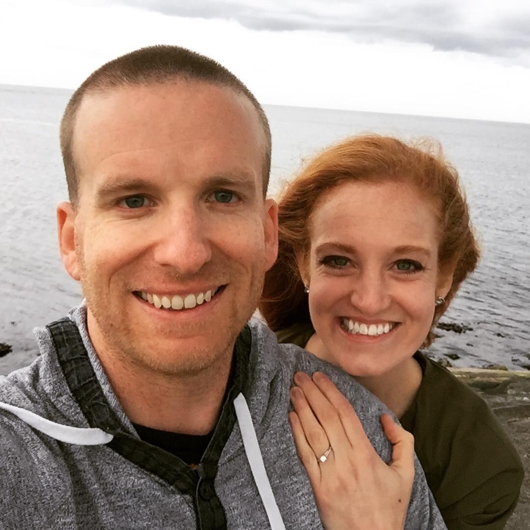 Us grinning ear to ear after Ian proposed.