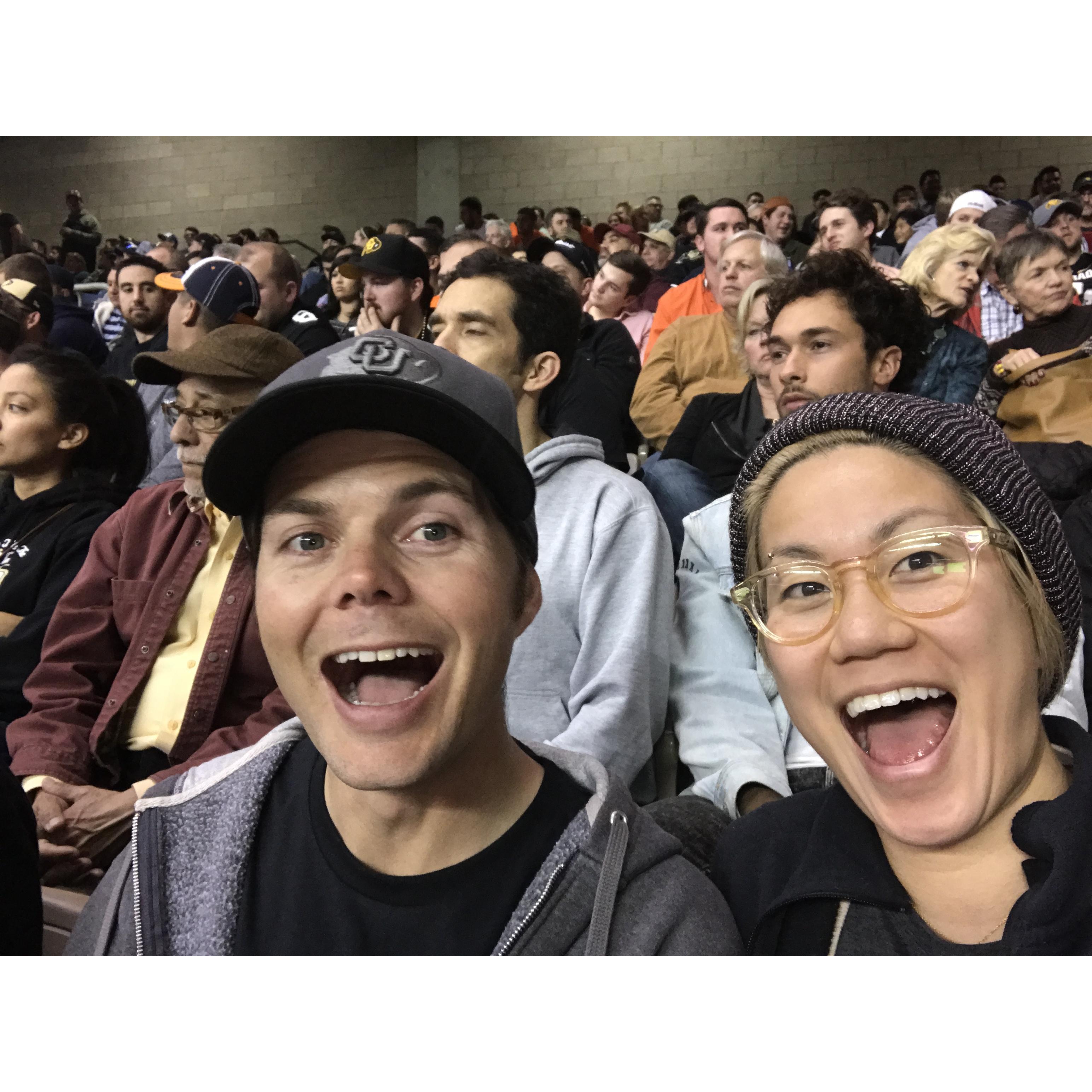 Colorado became champions! (ok, of the PAC-12 south...) Our only smiles of the evening during the mind-numbing shalaking against Oklahoma State.